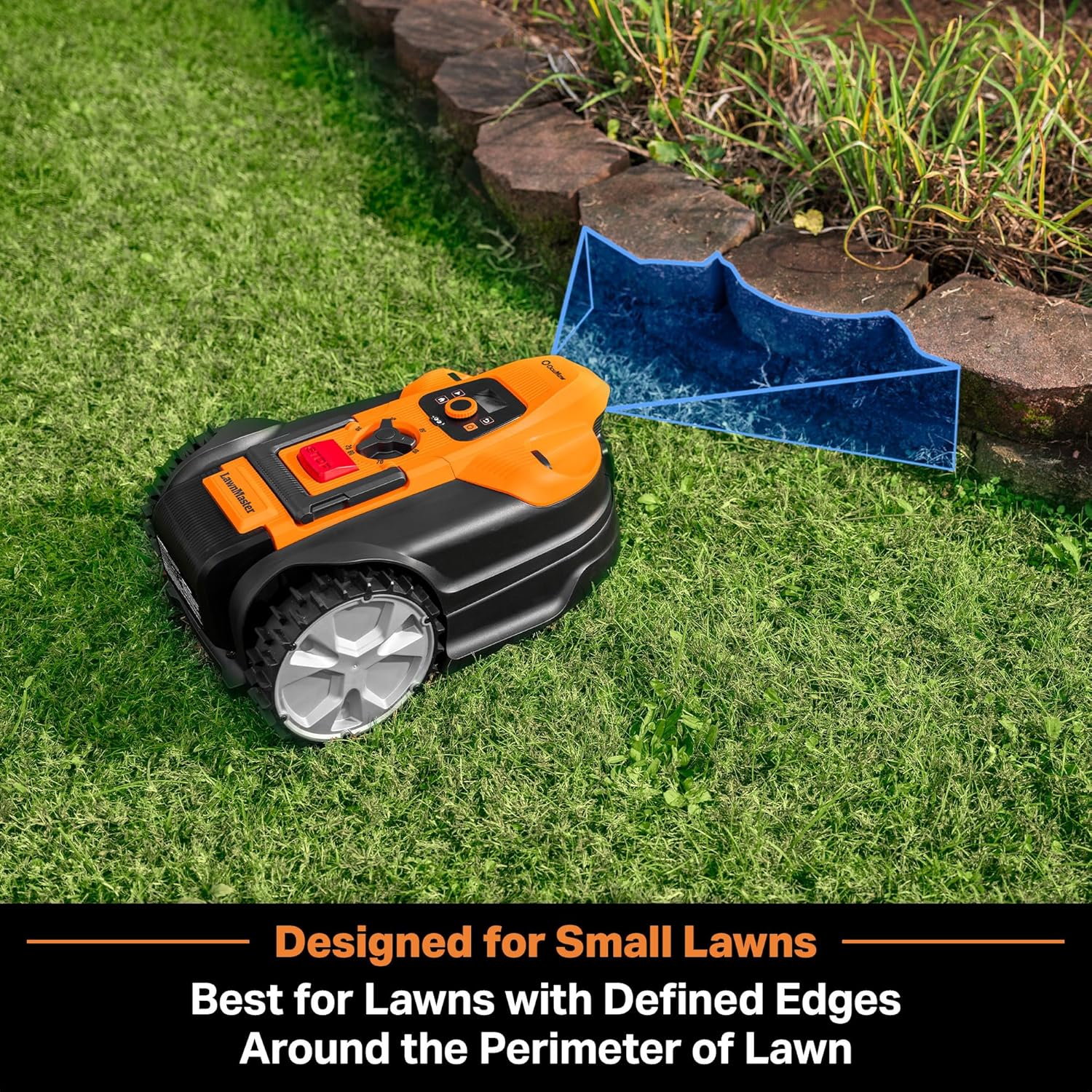 LawnMaster VBRM16 OcuMow™ Robots Electric Lawn Mowers for Gardens of 100 m2 Cut 20-60 mm, Slope 35% with Lithium Ion Battery MX 24V 4.0Ah and Fast Charger