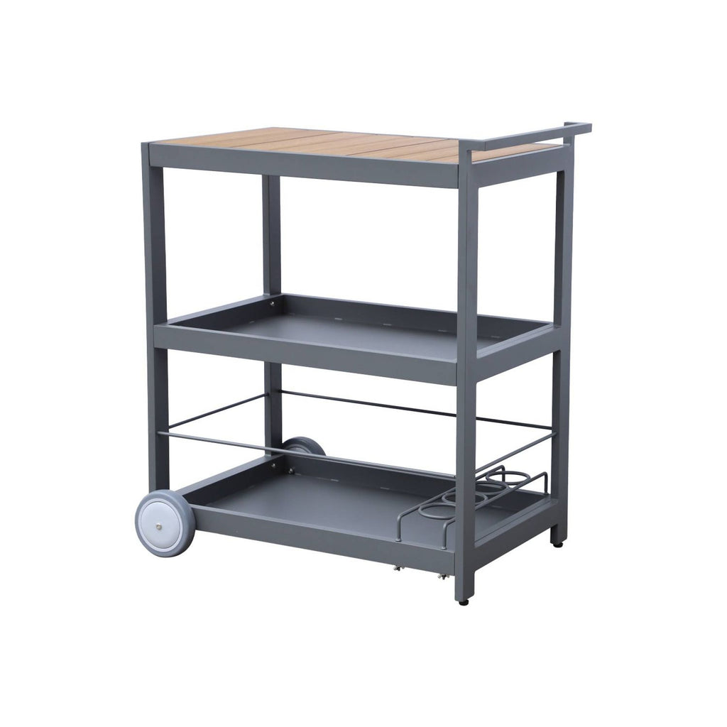 Mesa Exterior De Aluminio Con Ruedas Y Asa, 84cm, Antracita