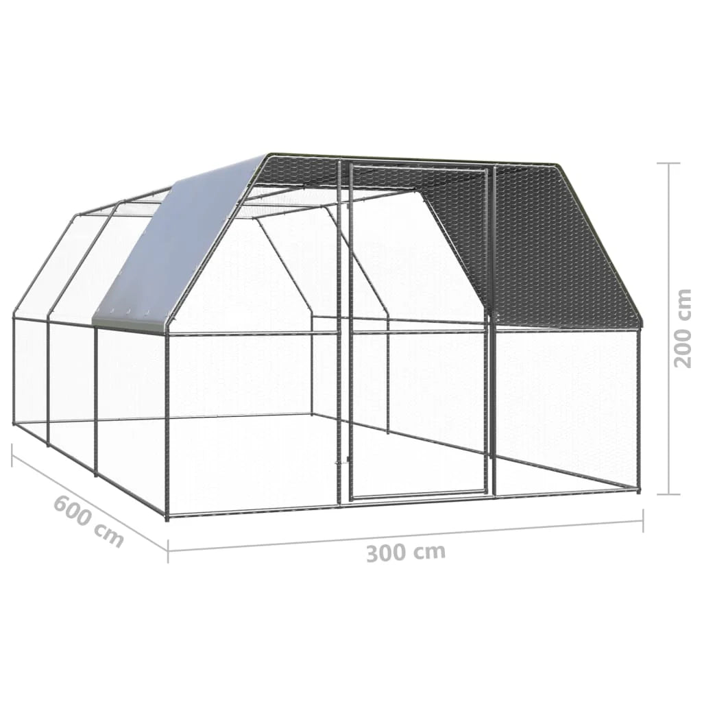 2025 Jaula para gallinas de acero 3 x 6 x 2 m – Recinto exterior seguro para aves de corral y pequeños animales