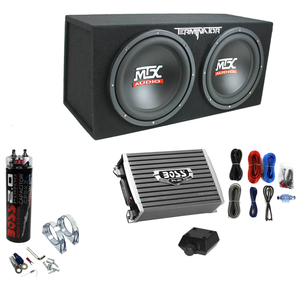 2025 Caja de bajos MTX TNE212D de 12″ 1200W con amplificador monobloque de 1500W y condensador de 2 Faradios