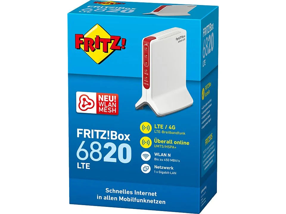 2025 Router 4G LTE FRITZ!Box 6820 | WiFi N 450 Mbps | Módem SIM sin línea fija | VPN, Red para Invitados, Control Parental