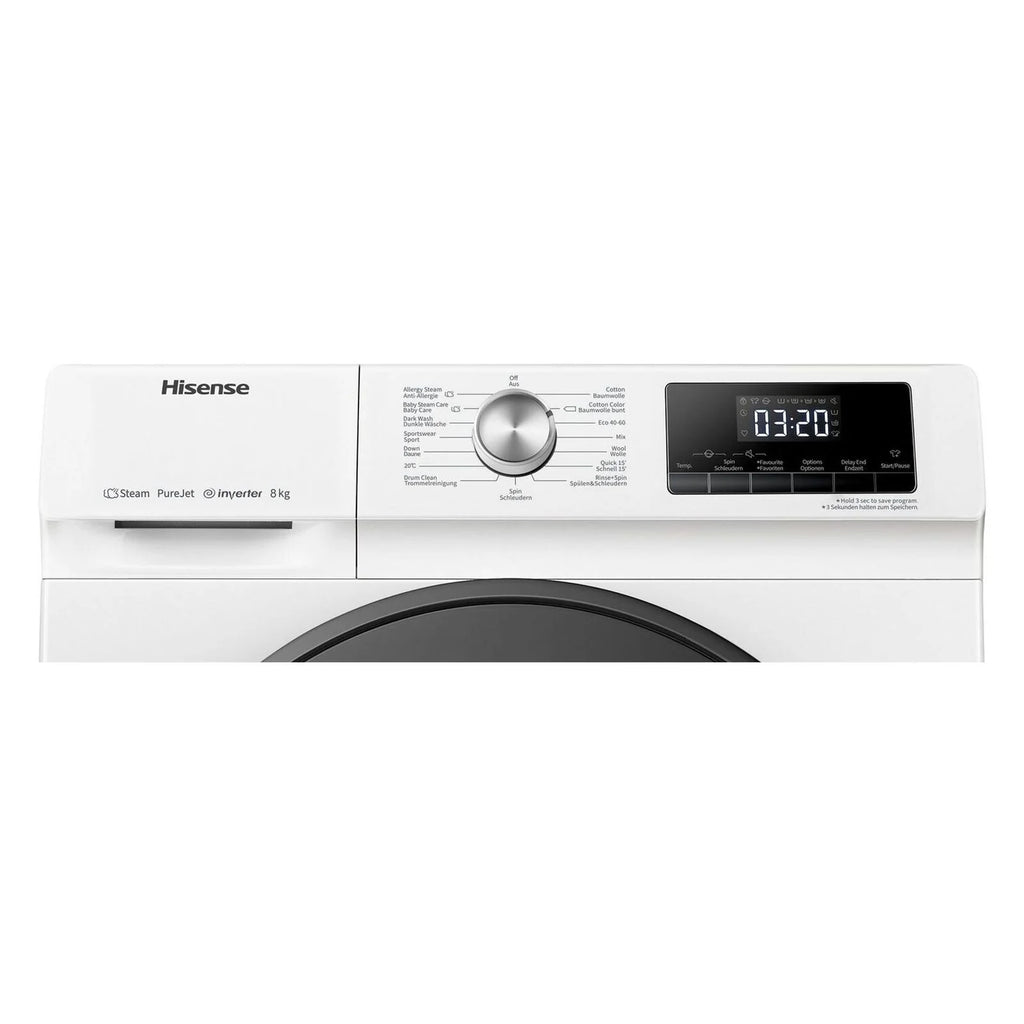 2025 Lavadora Hisense WFQA8014EVJM de carga frontal, 8 kg, 1400 rpm, color blanco