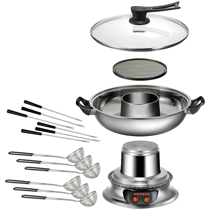 2025 Asia-Fondue – Set eléctrico para fondue de caldo y aceite, temperatura ajustable, accesorios para 6 personas