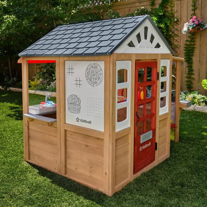 2025 Casa de Juegos KidKraft Grill & Chill Pizza Party de Madera para Exteriores