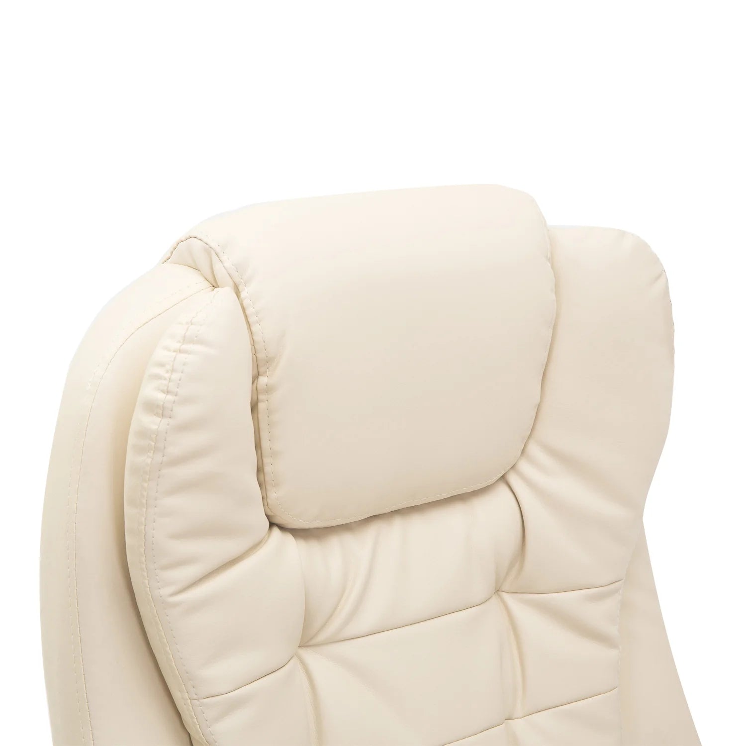 Silla de oficina ejecutiva con masaje y calefacción, sillón de oficina de cuero PU con respaldo alto, beige
