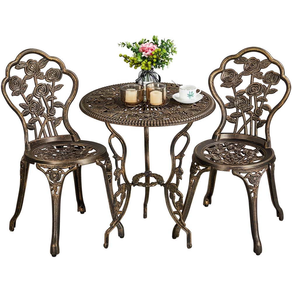 Conjunto De Mesa Y Sillas Exterior Vintage Para Balcón Bronce