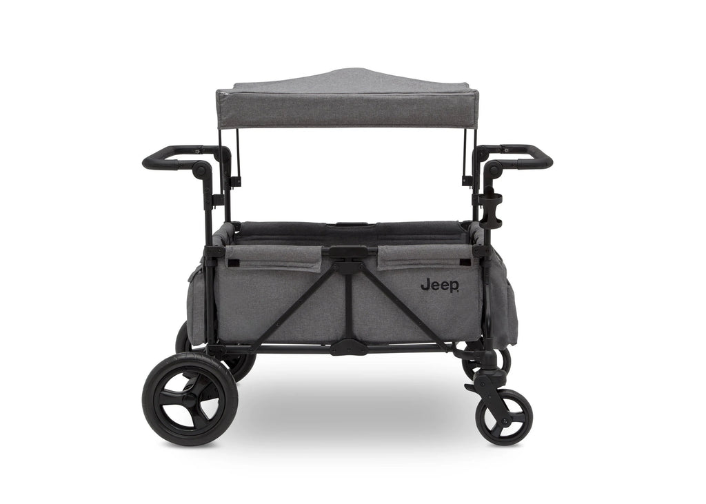 2025 Jeep Wrangler Stroller Wagon de Delta Children – 3 Modos: Portabebés, Cochecito y Carrito, Suspensión, Capota UV, Compatible con Sillas de Auto, Almacenamiento Múltiple, Manillares Ajustables
