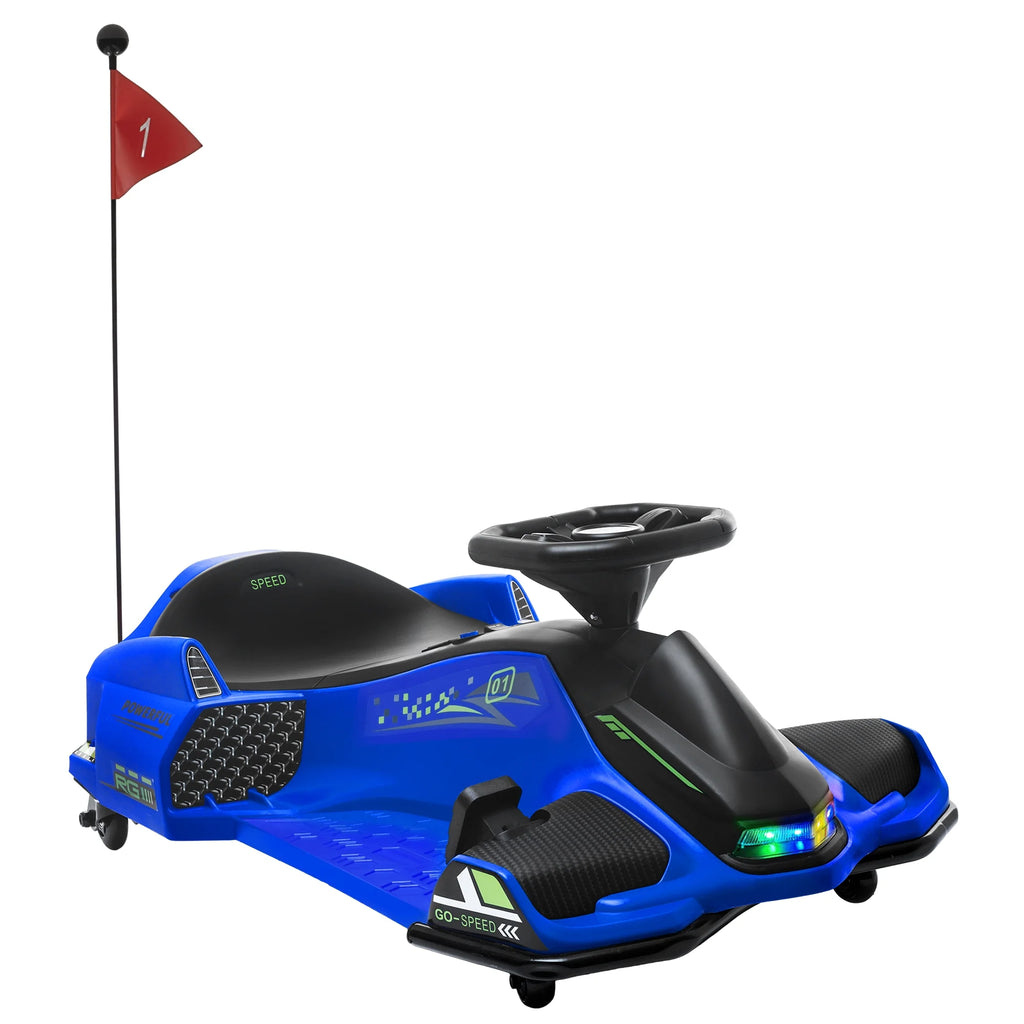 2025 Kart eléctrico Aosom 12 V con arranque progresivo, música y luces, azul.