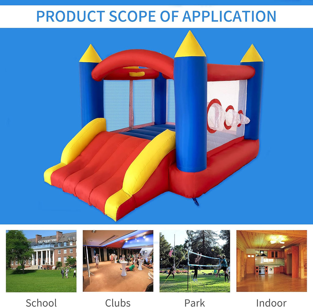 Ballsea Castillo Hinchable con Ventilador, Adecuado para niños de 3 a 10 años, para Interiores, cumpleaños Infantiles (488 x 223 x 220 cm)