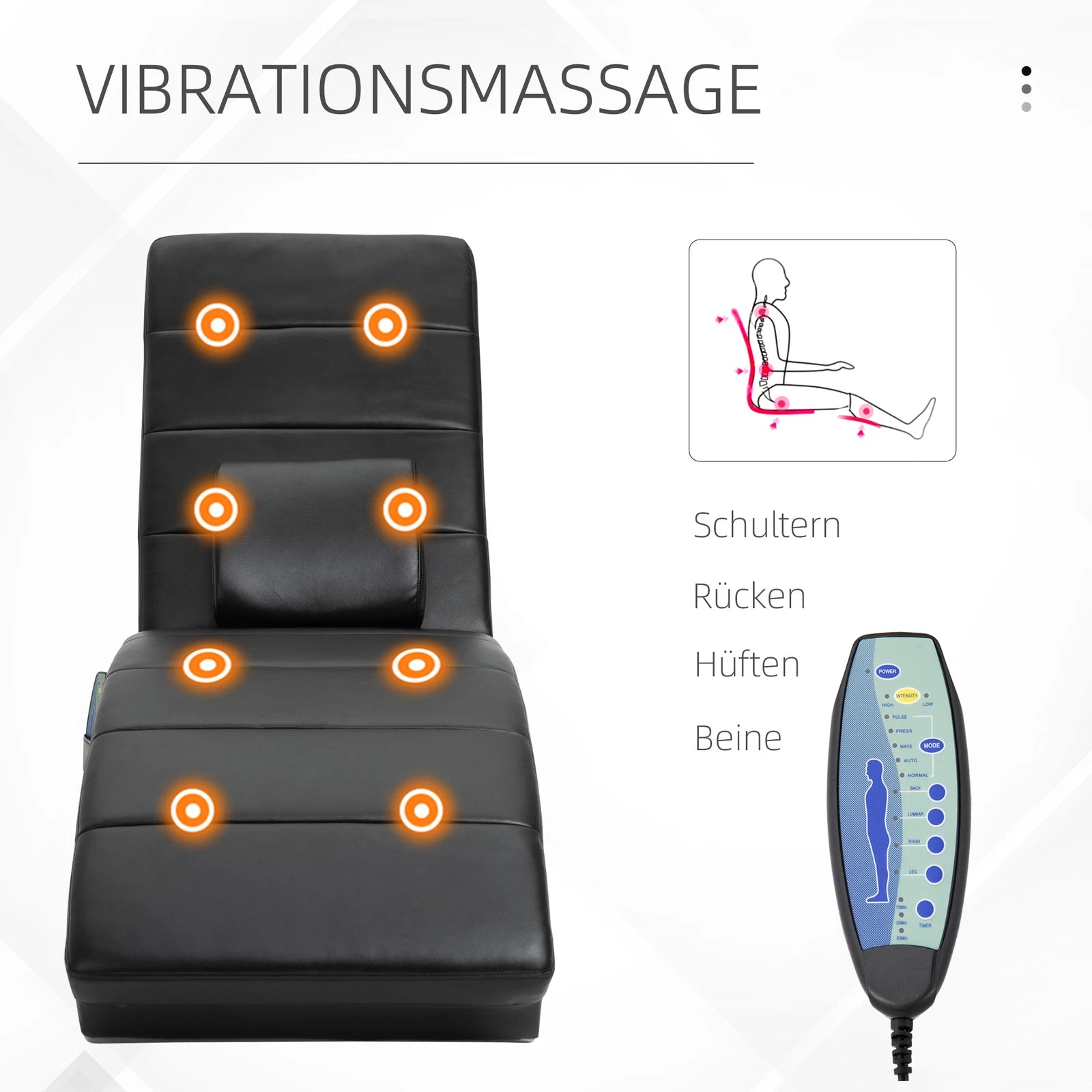 2025 Sillón reclinable con función de masaje – Diseño Zero-G – Negro