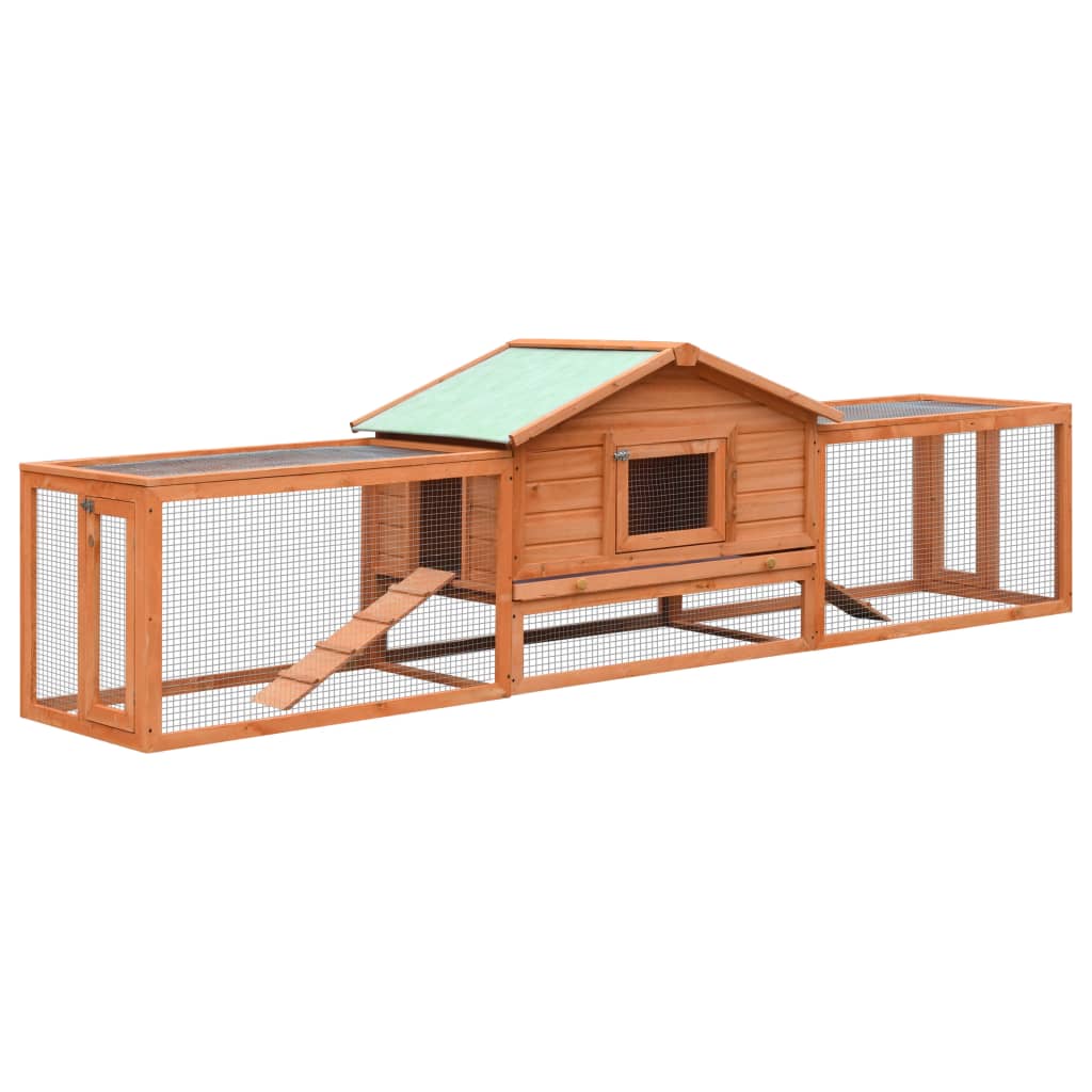 2025 Conejera para conejos 303 x 60 x 86 cm con recinto – Conejera de madera maciza con zona de libertad