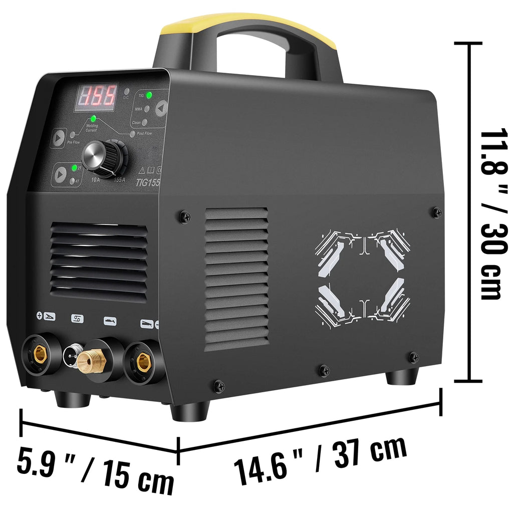 2025 Soldadora TIG 3 en 1 SKYSHALO de 155 A y 110 V (HF TIG/MMA/limpieza), inversor digital IGBT con antorcha, apta para hierro, acero dulce, cobre y níquel.