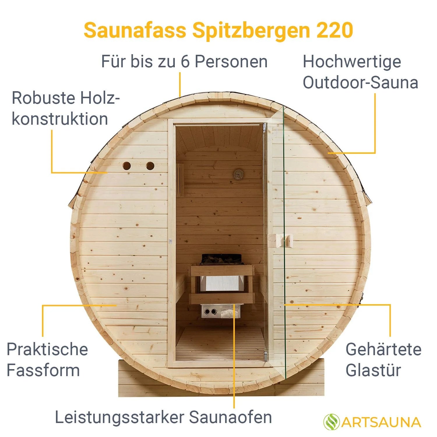 2025 Sauna barril Spitzbergen con estufa de sauna