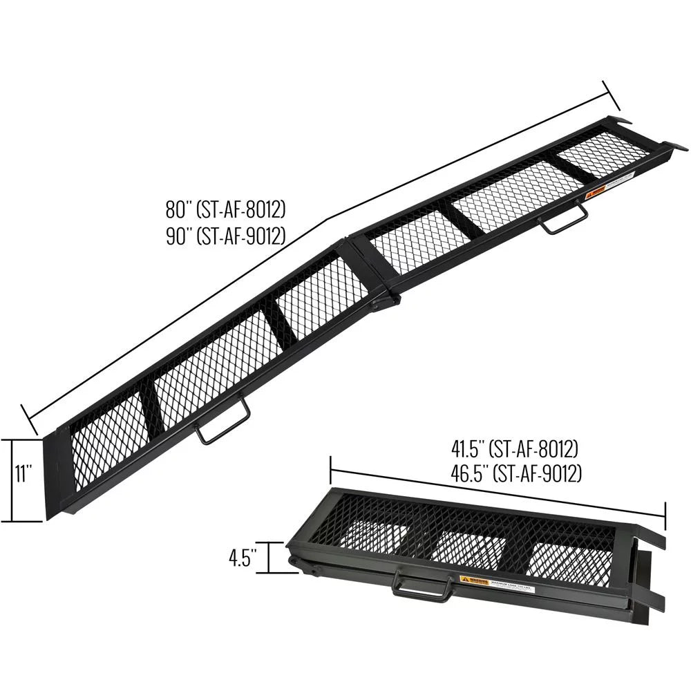 Rampas plegables dobles de 90 pulgadas para ATV de acero negro