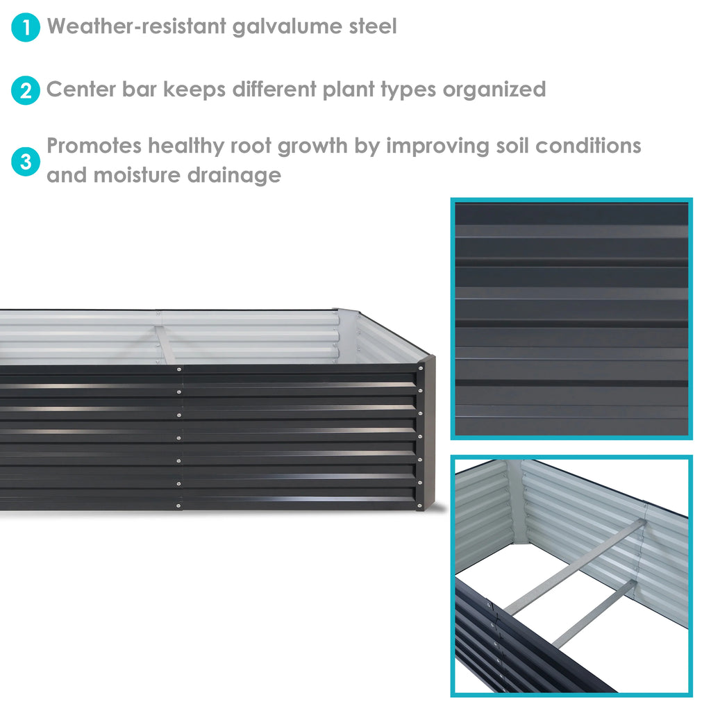 2025 Cama Elevada Rectangular para Jardín Sunnydaze de Acero Galvalume - 180 cm