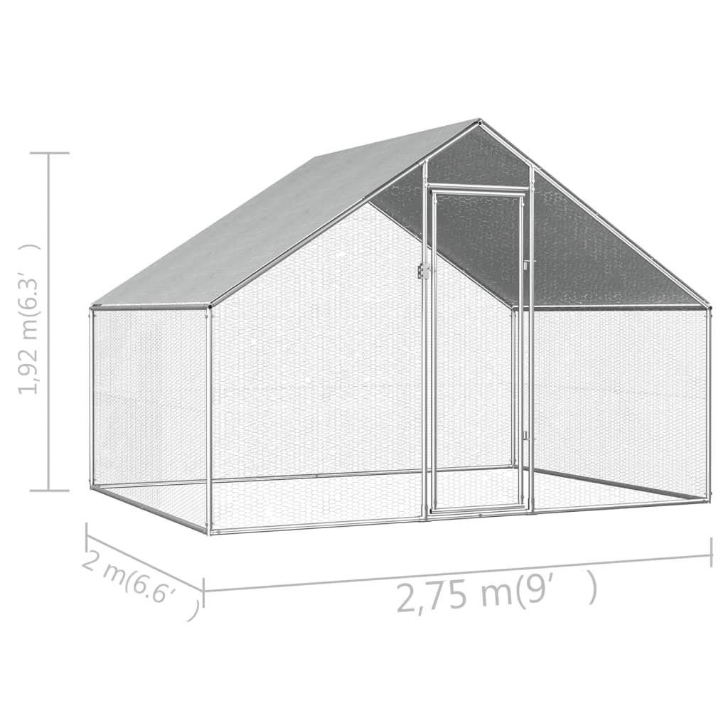 2025 Jaula para gallinas de acero 2,75 x 2 x 1,92 m – Recinto exterior seguro para aves de corral y pequeños animales
