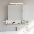 2025 Mueble de baño con enchufes y 3 puertas, blanco nube