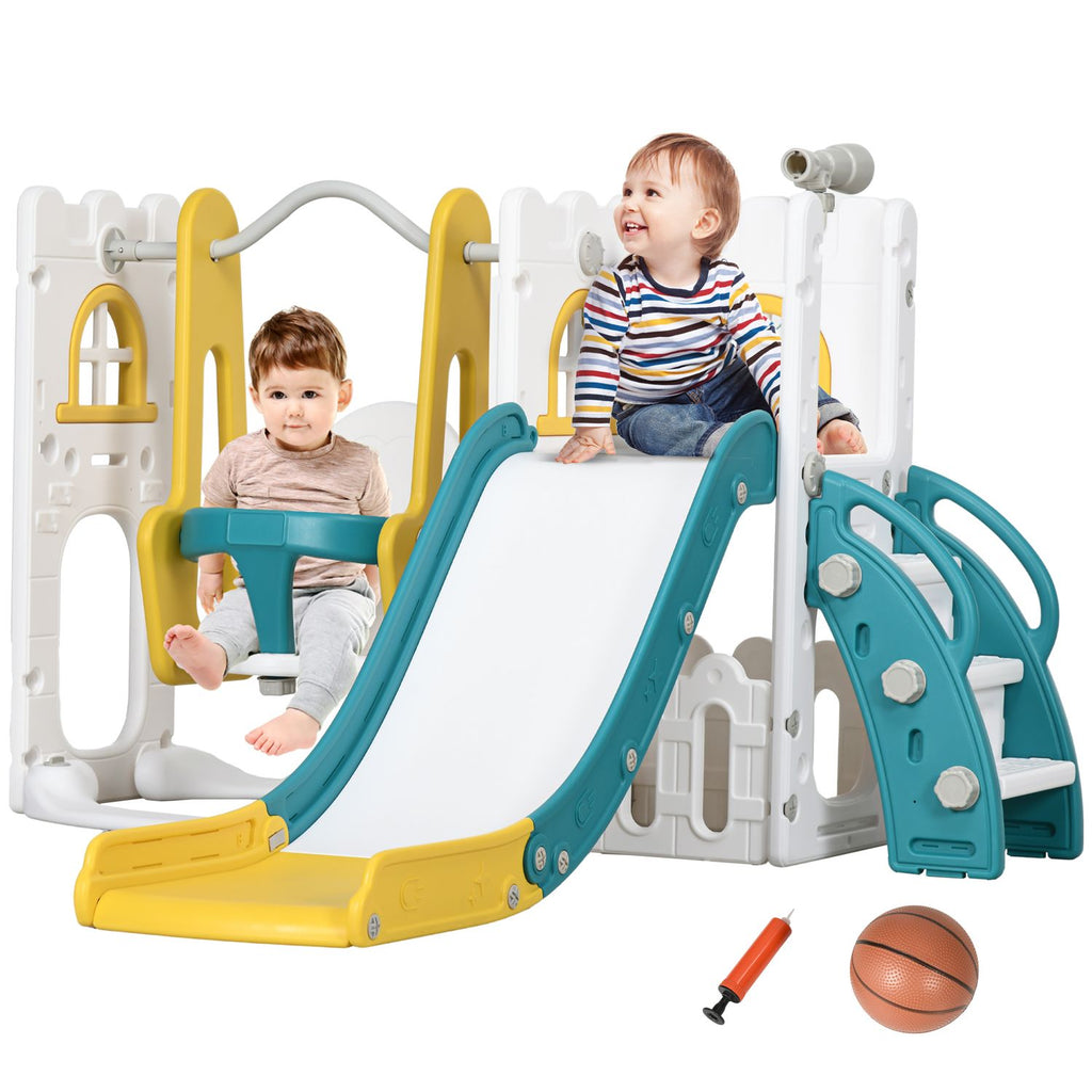 Tobogán Infantil 6 En 1 Con Columpio Y Tobogán Multicolor