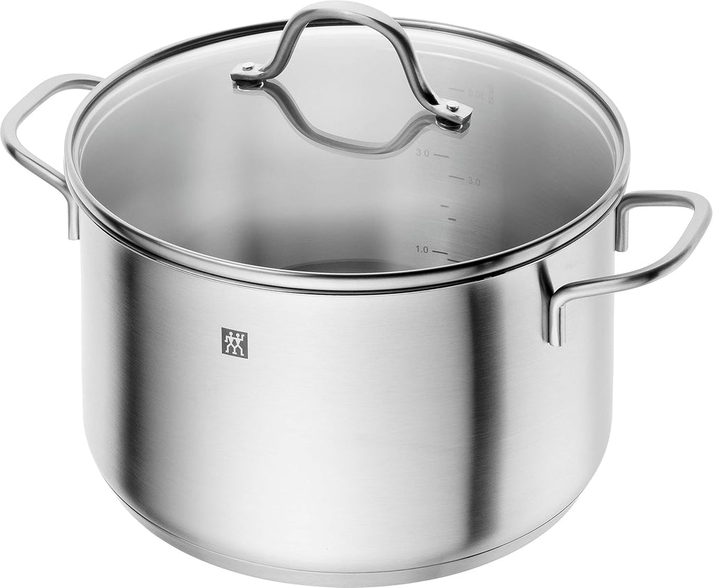 ZWILLING Juego de ollas Flow, 4 tapas, aptas para inducción, acero inoxidable, 5-teilig