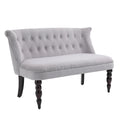 Sofá loveseat vintage, sillón capitoné con patas talladas y marco de madera, gris