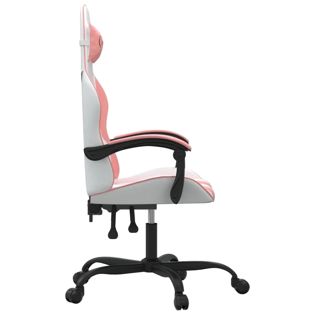 2025 Silla gaming cuero sintético blanco y rosa V1080
