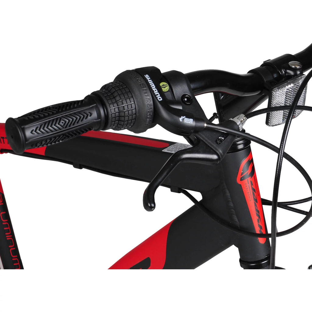 Bicicleta híbrida Hyper Spin Fit para hombre, 700c, negra y roja