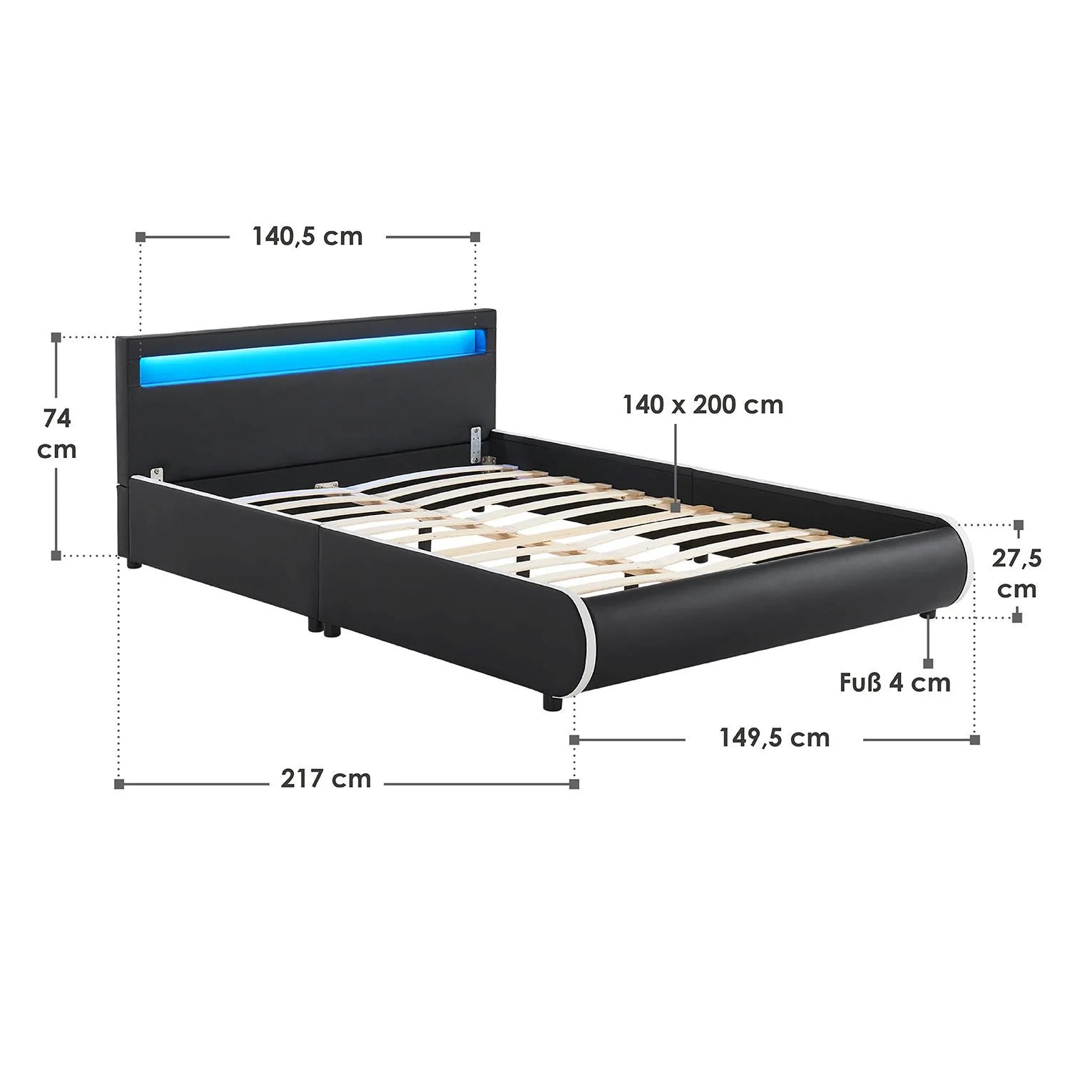 2025 Cama tapizada Sevilla 140x200 cm en blanco
