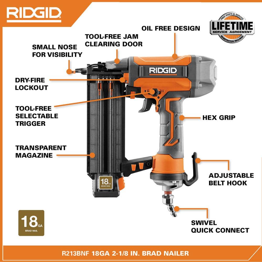 2025 Compresor de Aire Eléctrico Portátil de 6 Gal. con Pistola de Clavos Brad de 18GA, Pistola de Clavos Finish Recta de 16GA y Grapadora Finish de 18GA R69603FK