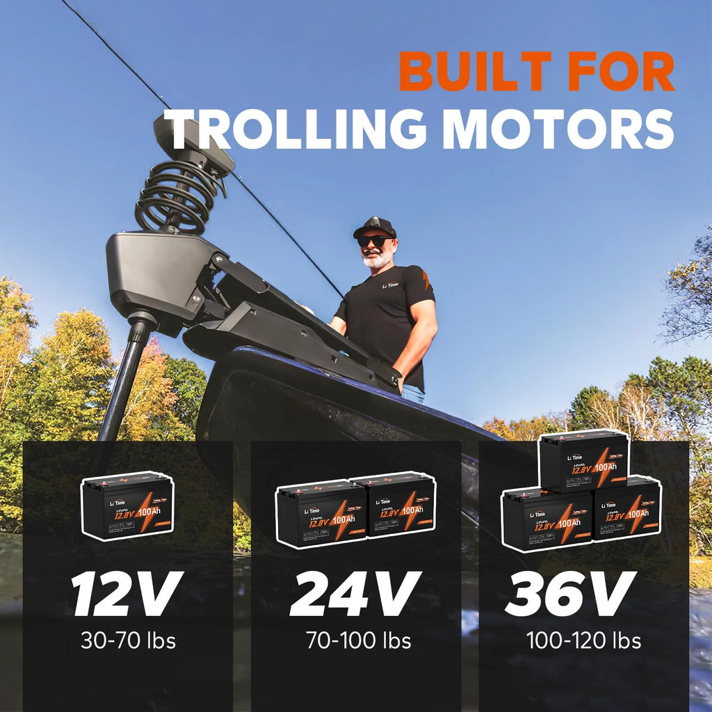 2025 Batería de Litio LiTime 12V 100Ah TM LiFePO4 con BMS de 100A Integrado