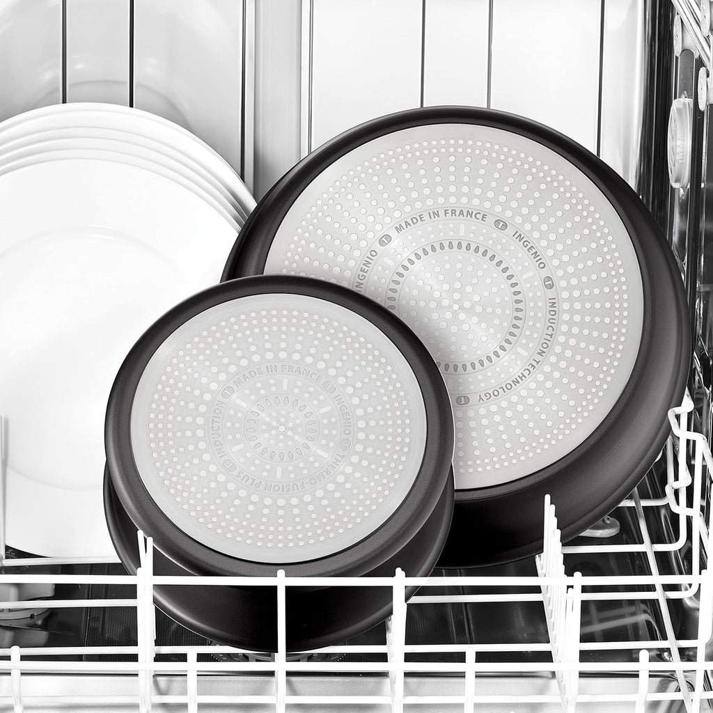 Tefal Ingenio Unlimited On - Juego de 3 Cazos 16/18/20 cm + Mango extraíble | Apto inducción, antiadherentes, revestimiento titanio, Thermo-signal, sin PFOA, apto lavavajillas y horno