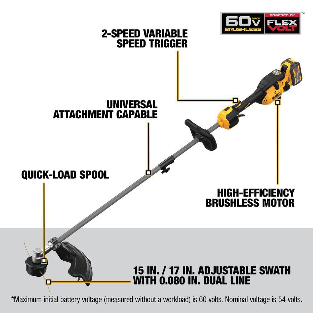 2025 Kit Combinado de Recortadora de Cordón y Soplador de Hojas 60V MAX de 17 in. con (1) Batería de 9 Ah y Cargador DCKO266X1