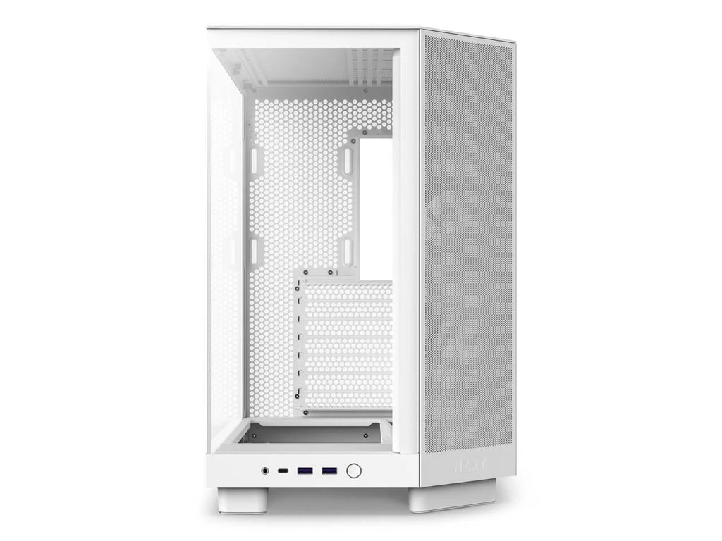 2025 NZXT H6 FLOW - Caja compacta de torre intermedia de doble cámara con flujo de aire, color blanco, CC-H61FW-01