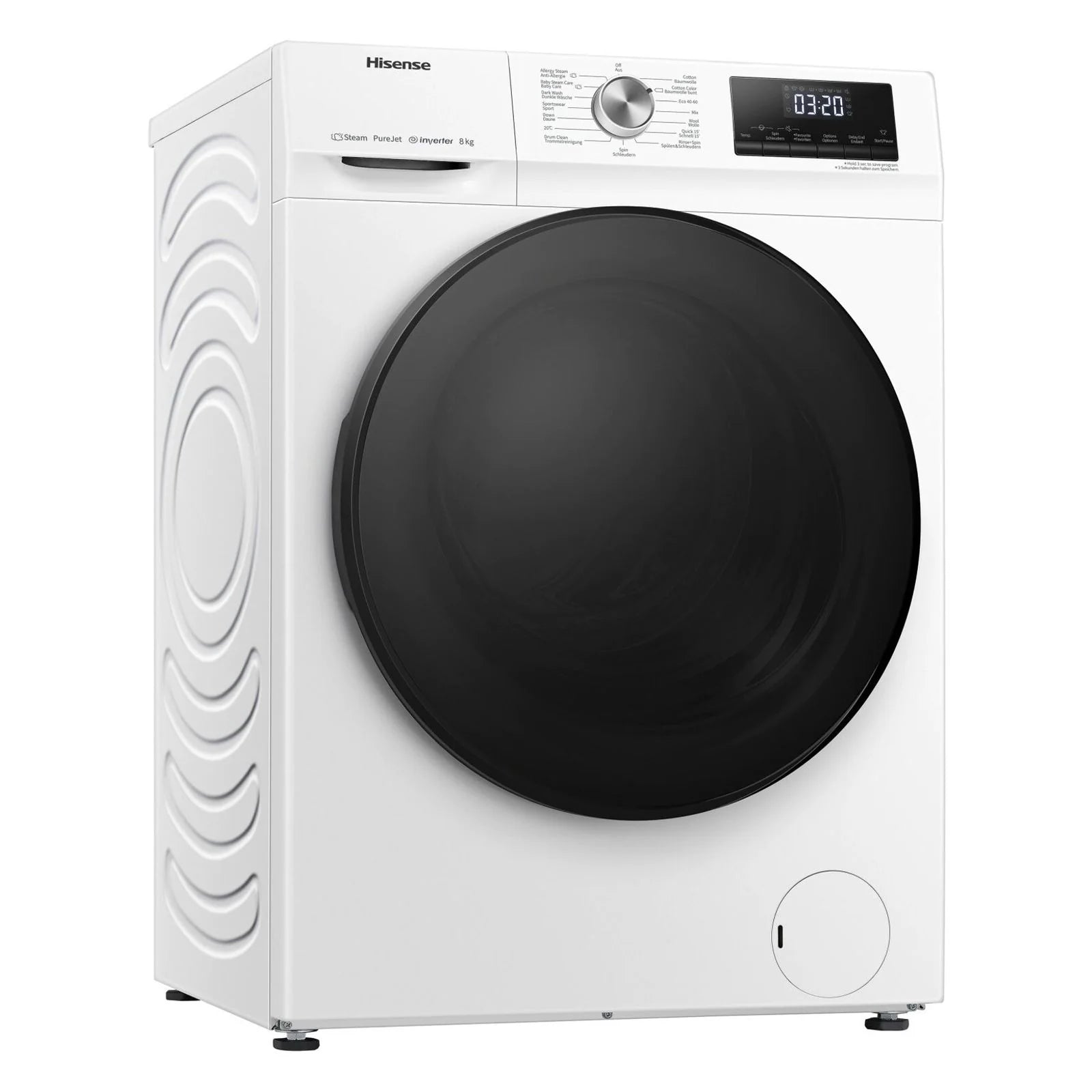 2025 Lavadora Hisense WFQA8014EVJM de carga frontal, 8 kg, 1400 rpm, color blanco