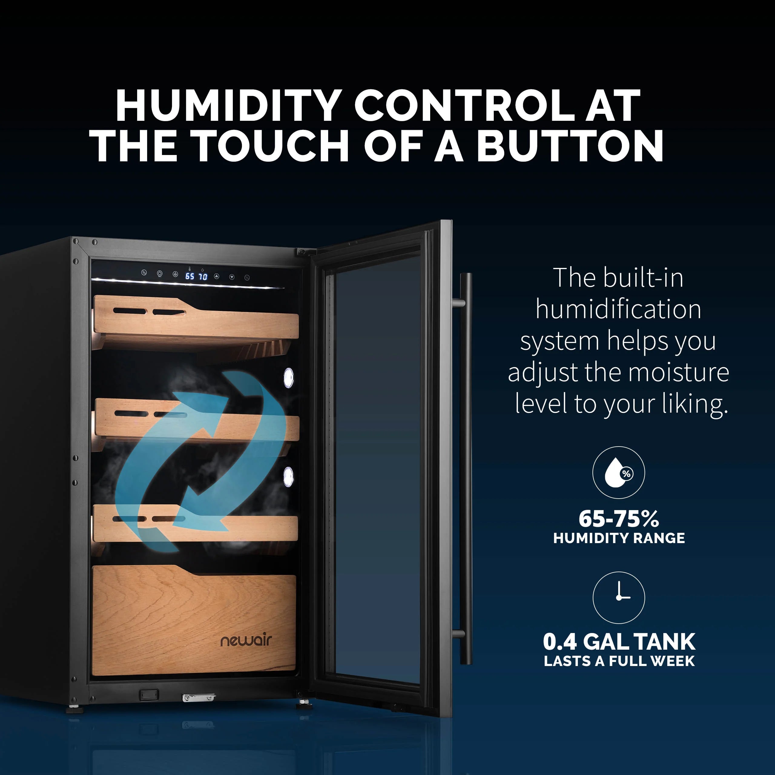 2025 Newair® Humidor Eléctrico para Puros – Gran Capacidad