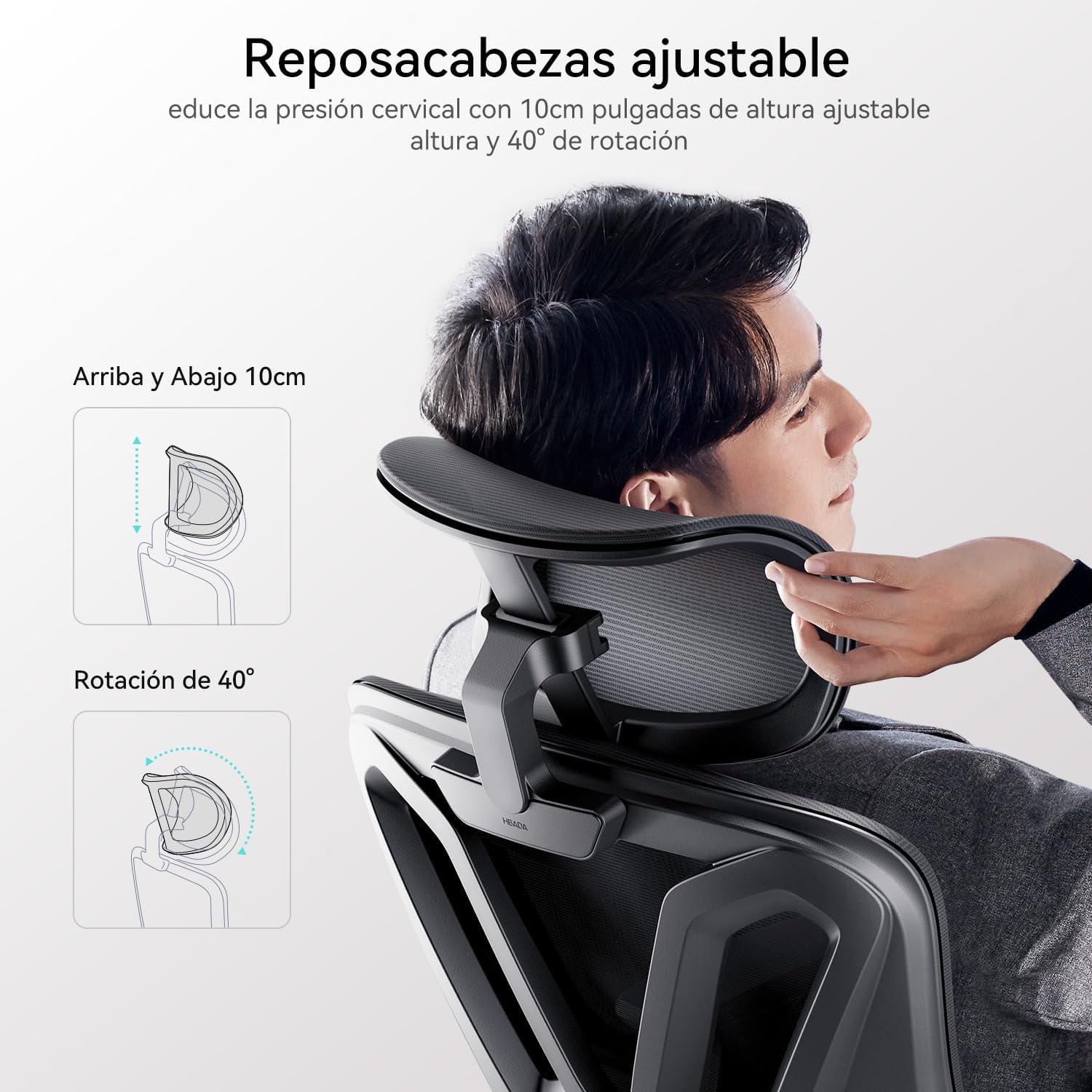 Hbada P5 Silla de Oficina ergonómica con Soporte Lumbar Ajustable, cojín elástico Transpirable, reposabrazos Ajustables y reposacabezas, Reposapiés Integrado, Negro
