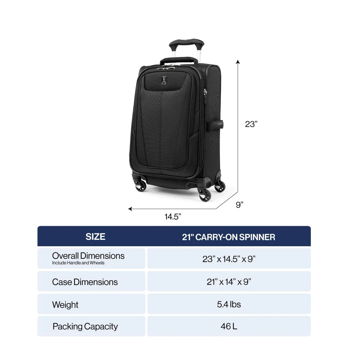 2025 Equipaje de Mano Expandible Travelpro Maxlite 5 Softside Spinner de 21"