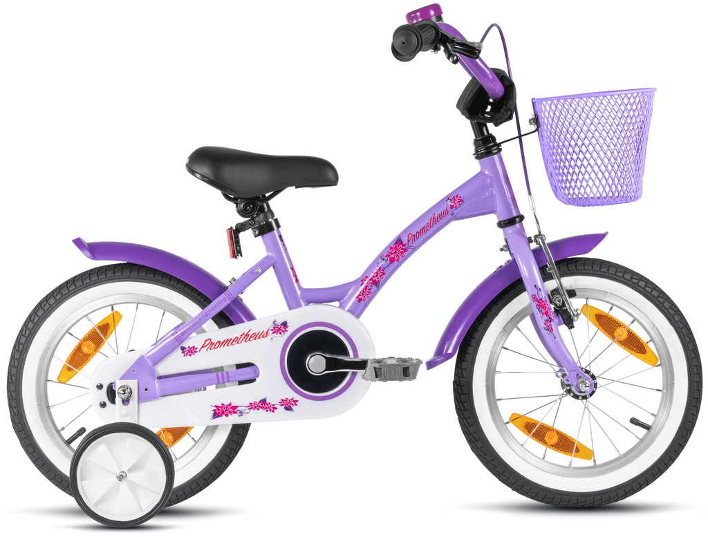 2025 Bicicleta Infantil de 14 Pulgadas con Ruedas de Apoyo, Violeta y Blanco, desde 3-4 Años