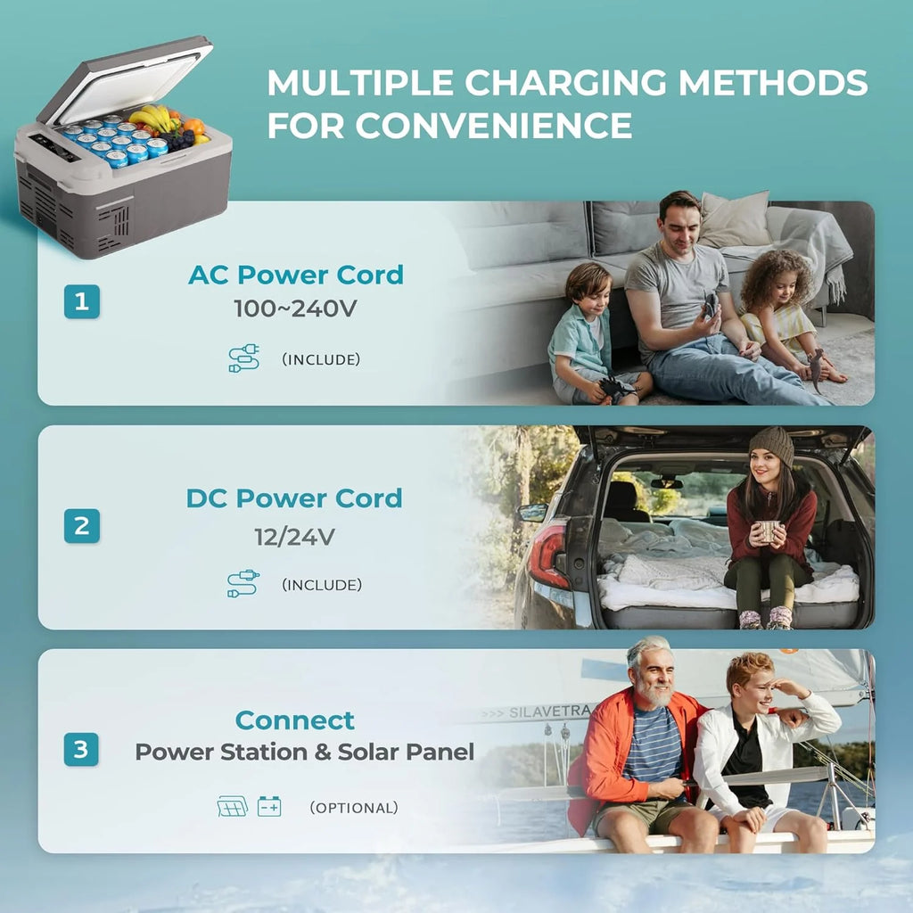 Nevera Eléctrica EUHOMY con Control vía Aplicación – Refrigerador y Congelador Portátil para Coche