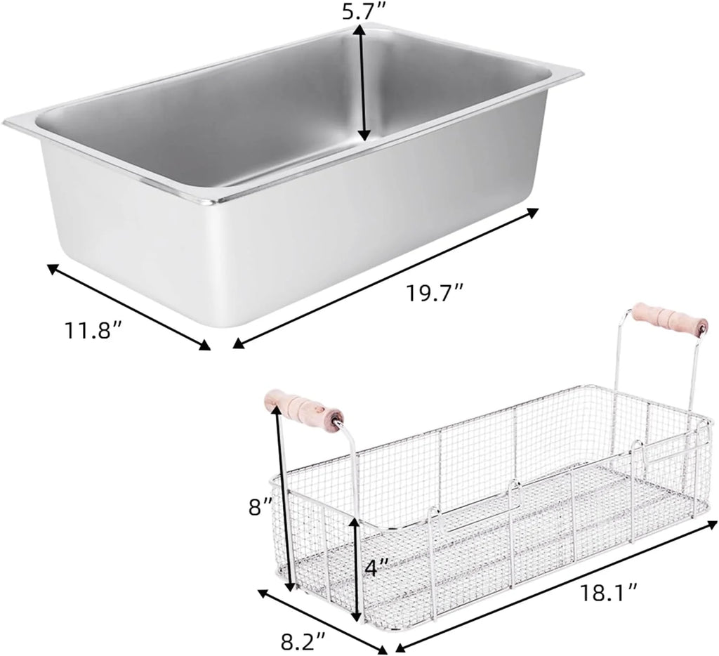 Freidora eléctrica ROVSUN de 23,8 Qt con gran canasta única y tapa, temperatura ajustable, freidora comercial de acero inoxidable para papas fritas, aros de cebolla y pavo, 5000 W.