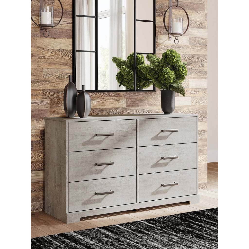 Cajonera Shawburn de 6 Cajones Estilo Granja Moderna de Signature Design by Ashley, Acabado Blanco Roto