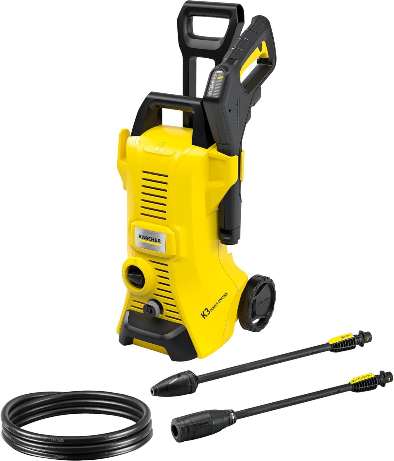Kärcher K 3 Power Control pressure washer, pressure: 120 bar, flow rate: 380 l/h, yield: 25 m²/h, water filter, weight: 4.4 kg, high-pressure gun and hose, lance, turbo nozzle