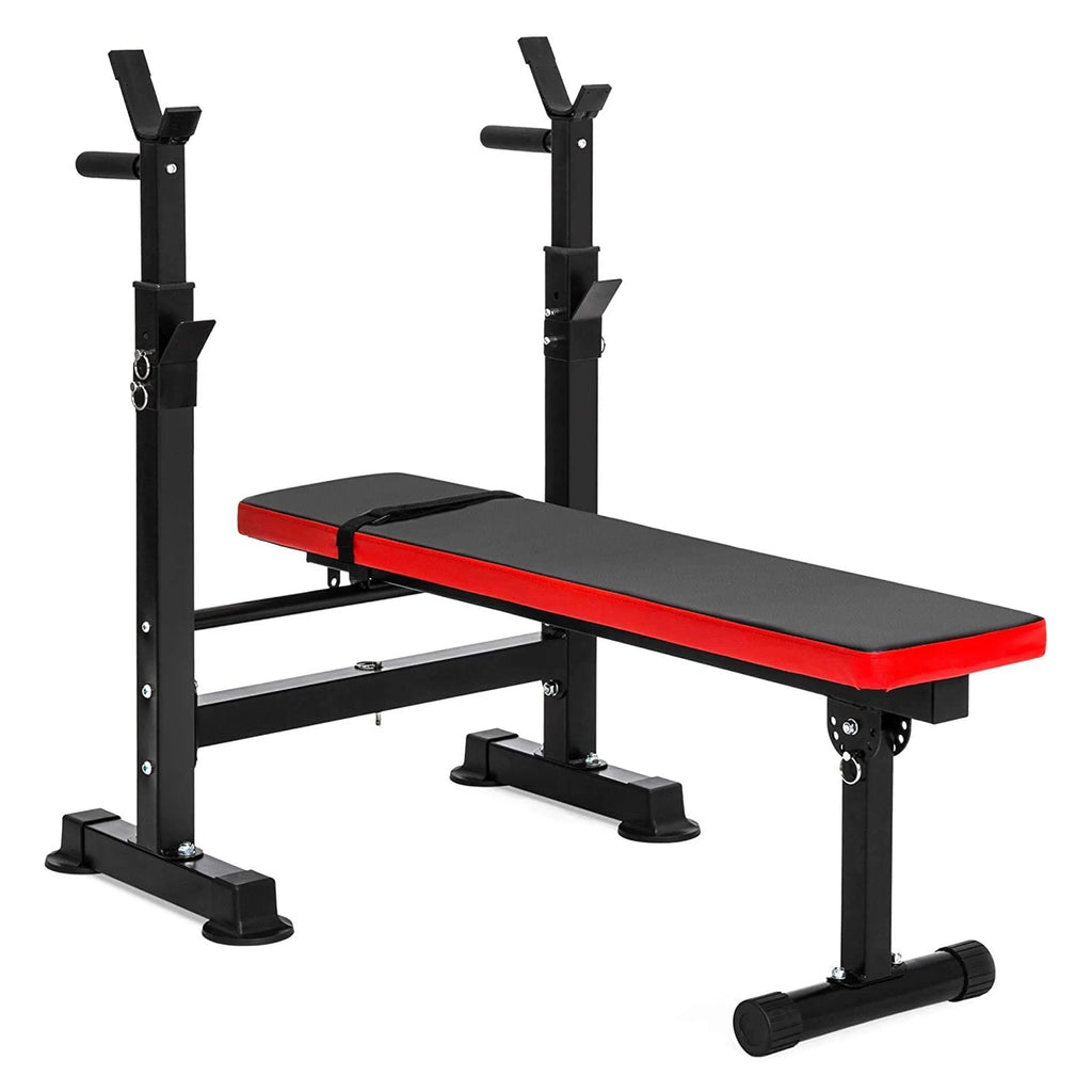 Fitvids Complete Workout Home Gym LX400 — Banco de musculación olímpico ajustable con soporte para sentadillas y pesas de 45 kg.