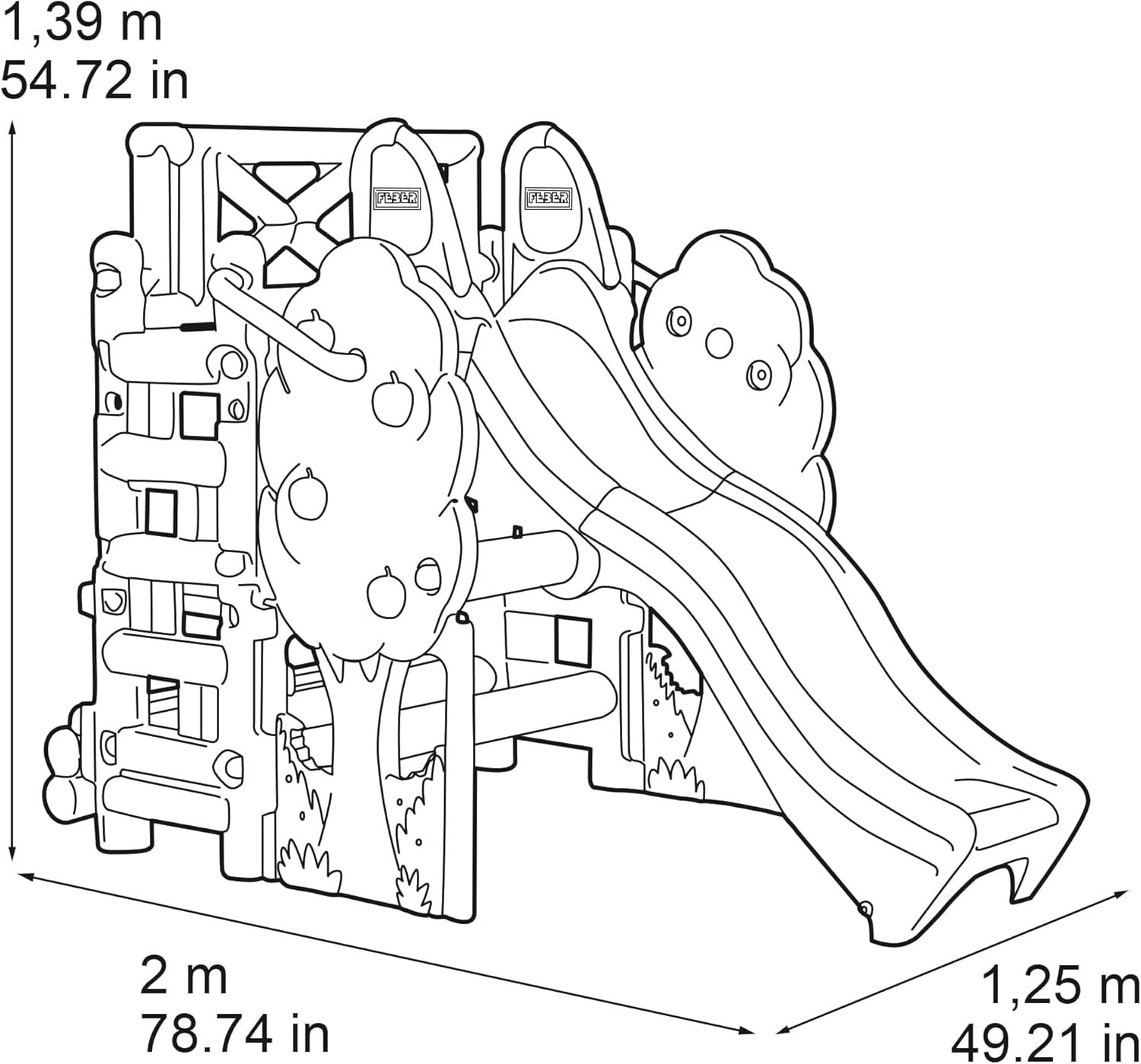 FEBER - Wood House, Centro de Actividades en el Bosque con Tobogán y Mesa Convertible en Arenero, Colores Luminosos y Resistentes a la Luz, Fácil Montaje, Niños de 3 a 8 años, Famosa (800009590)
