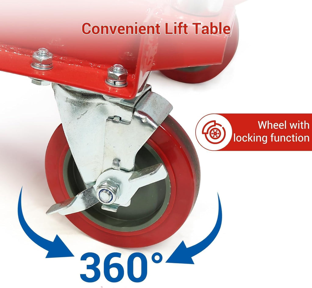 2025 Mesa elevadora hidráulica de tijera doble, capacidad 500 lbs, altura de elevación 30", carrito con 4 ruedas y base antideslizante, para manipulación y transporte de materiales