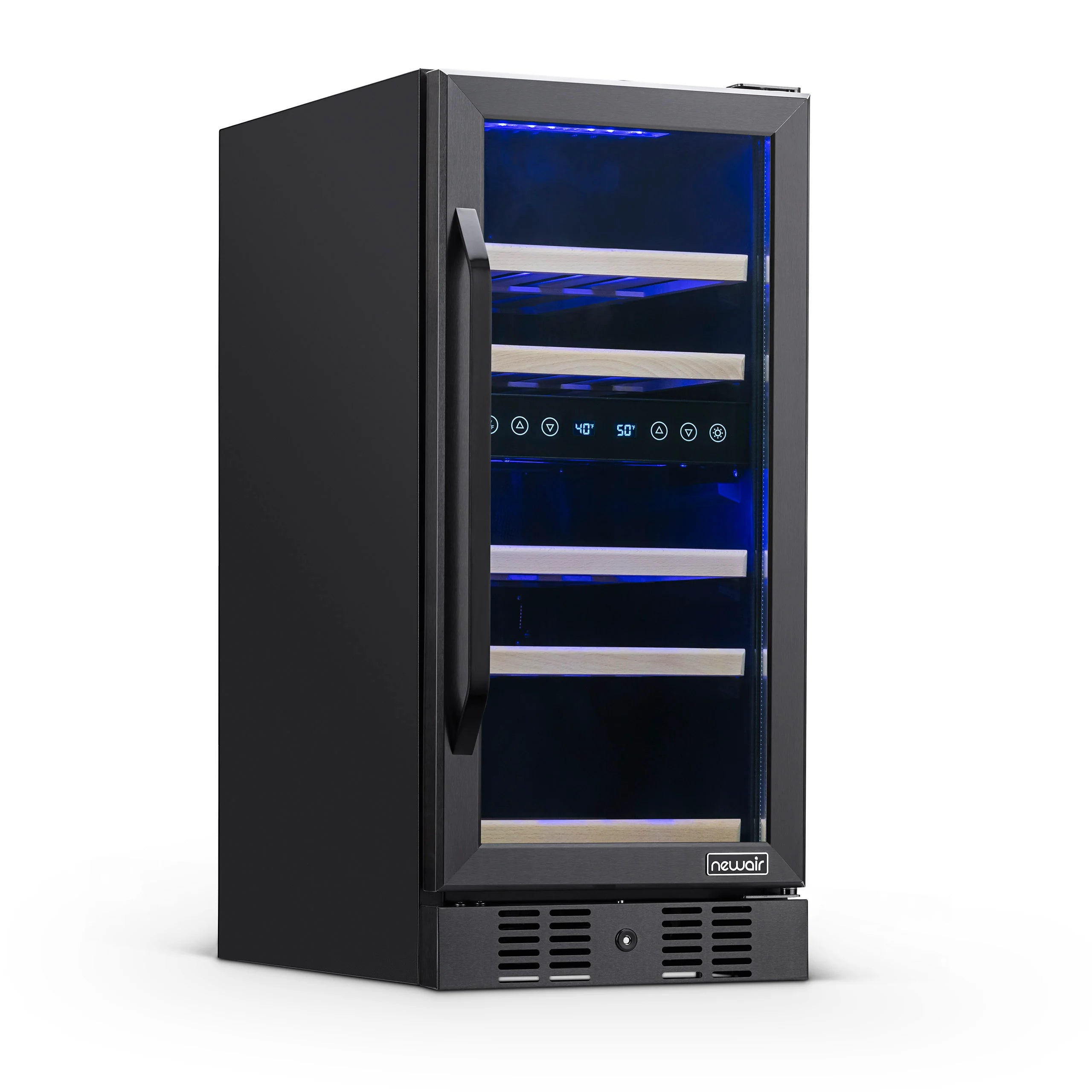 2025 Newair® Refrigerador de Vinos Empotrable Negro – 29 Botellas – 14,8" Doble Zona