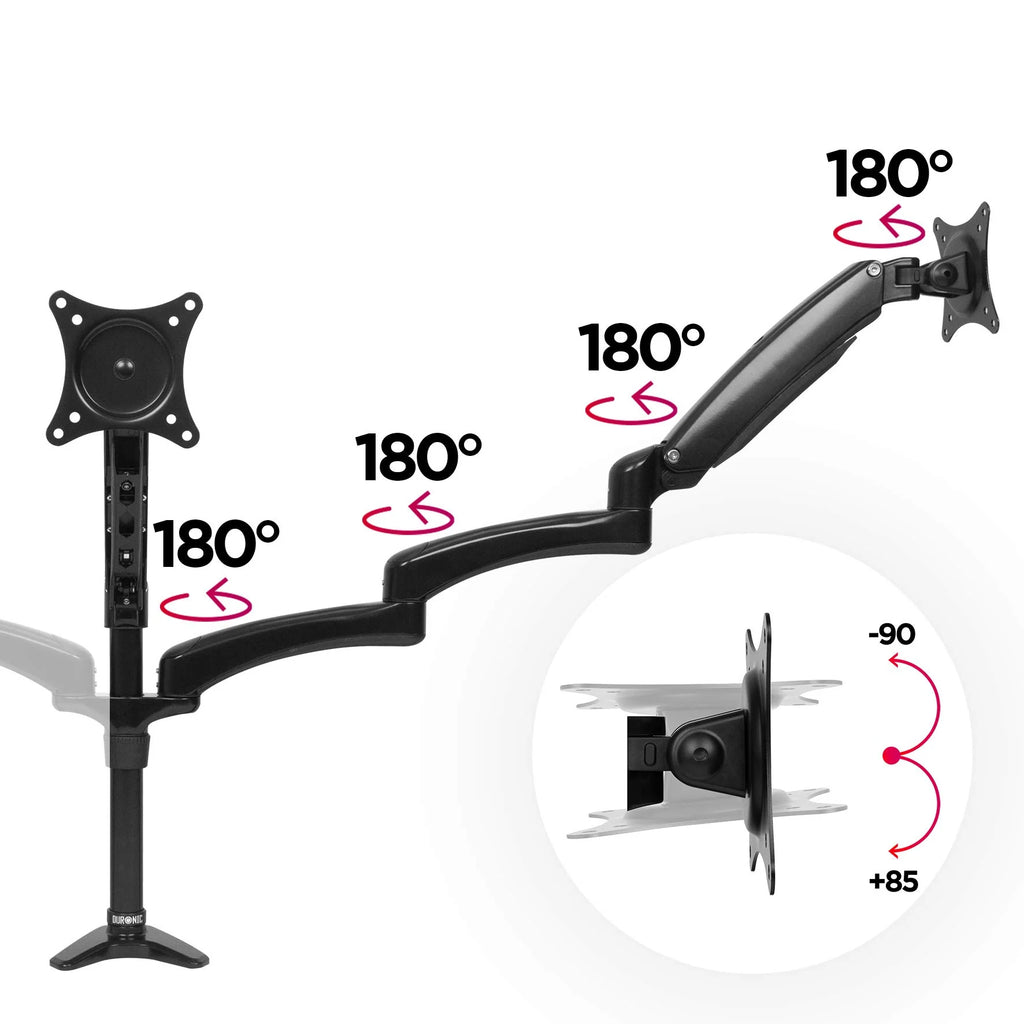 2025 Duronic Soporte para Monitor DM553 | Soporte triple para escritorio PC | NEGRO | Aluminio | Altura ajustable | Para tres pantallas LED/LCD de 15-27 pulgadas | Compatible con VESA 75/100 | Capacidad de 5 kg por pantalla