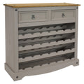 2025 Mesa estante para vino de pino macizo Sunnydaze – 28 botellas, gris, 88 cm