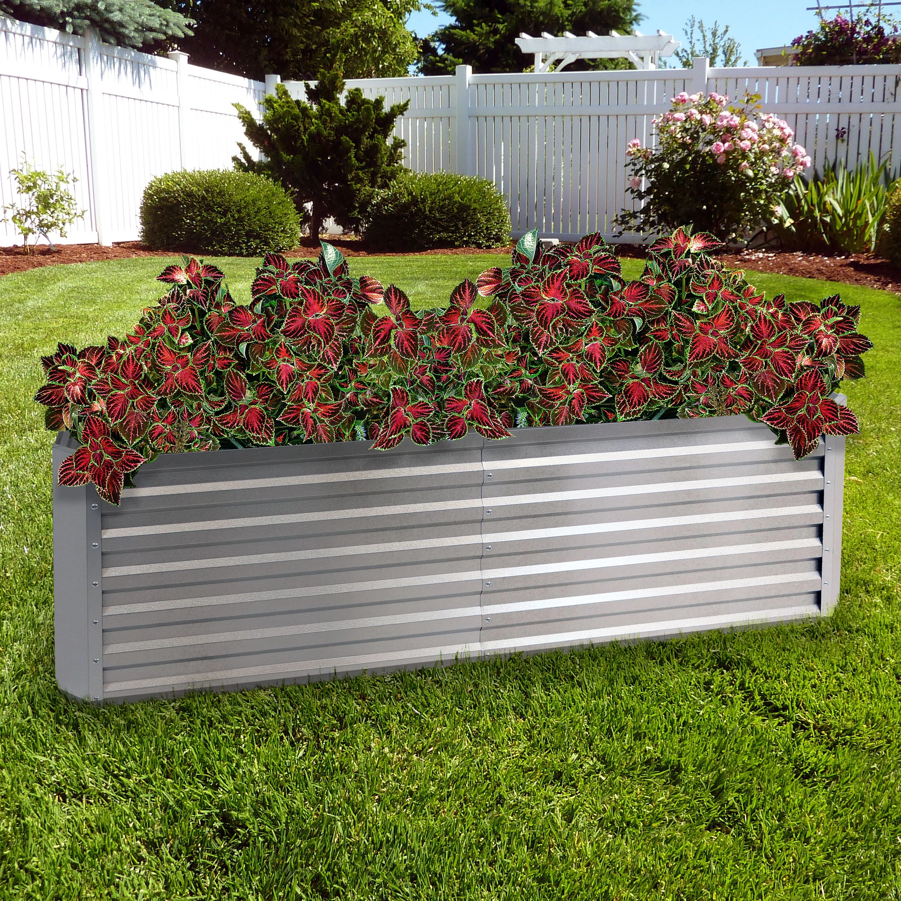 2025 Cama Elevada Rectangular para Jardín Sunnydaze de Acero Galvalume - 180 cm