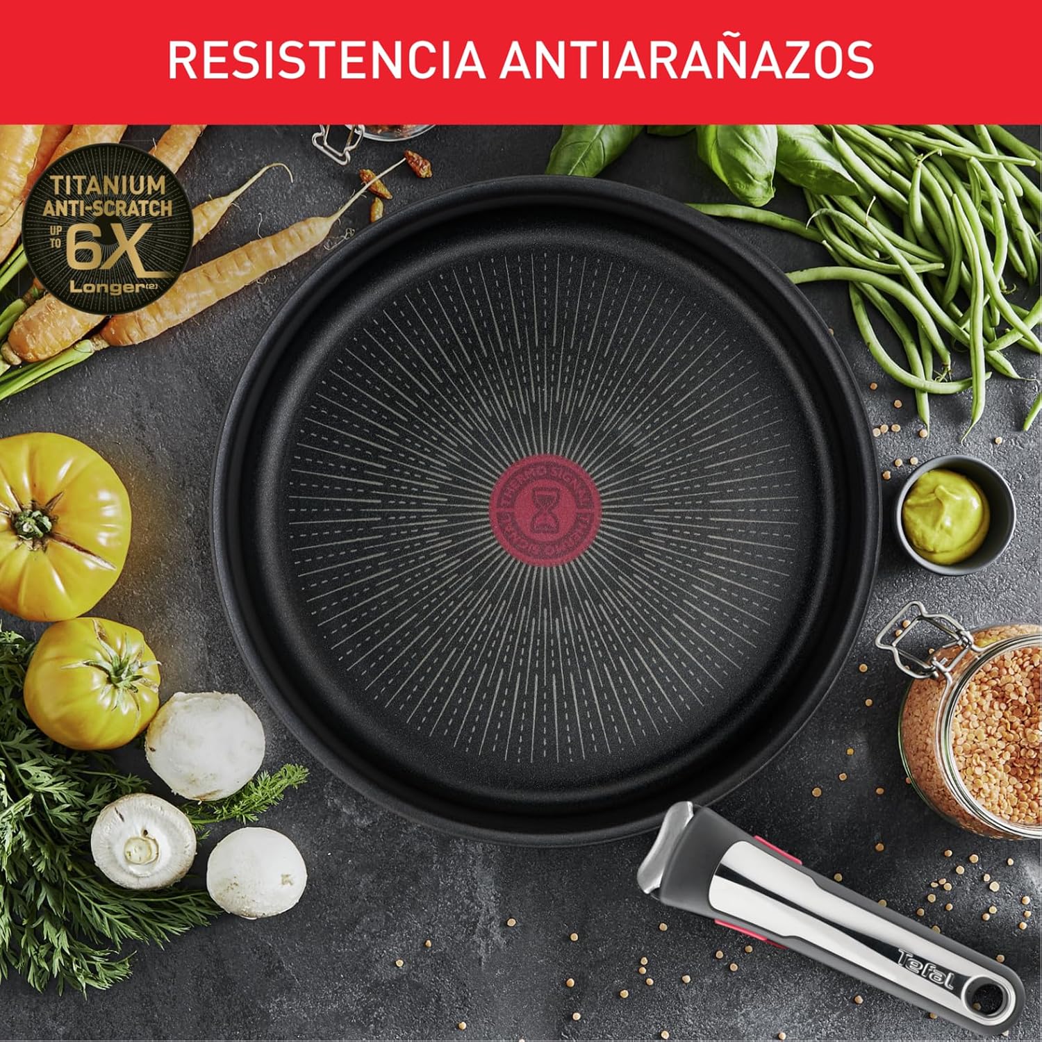 Tefal Ingenio Unlimited On - Juego de 3 Cazos 16/18/20 cm + Mango extraíble | Apto inducción, antiadherentes, revestimiento titanio, Thermo-signal, sin PFOA, apto lavavajillas y horno