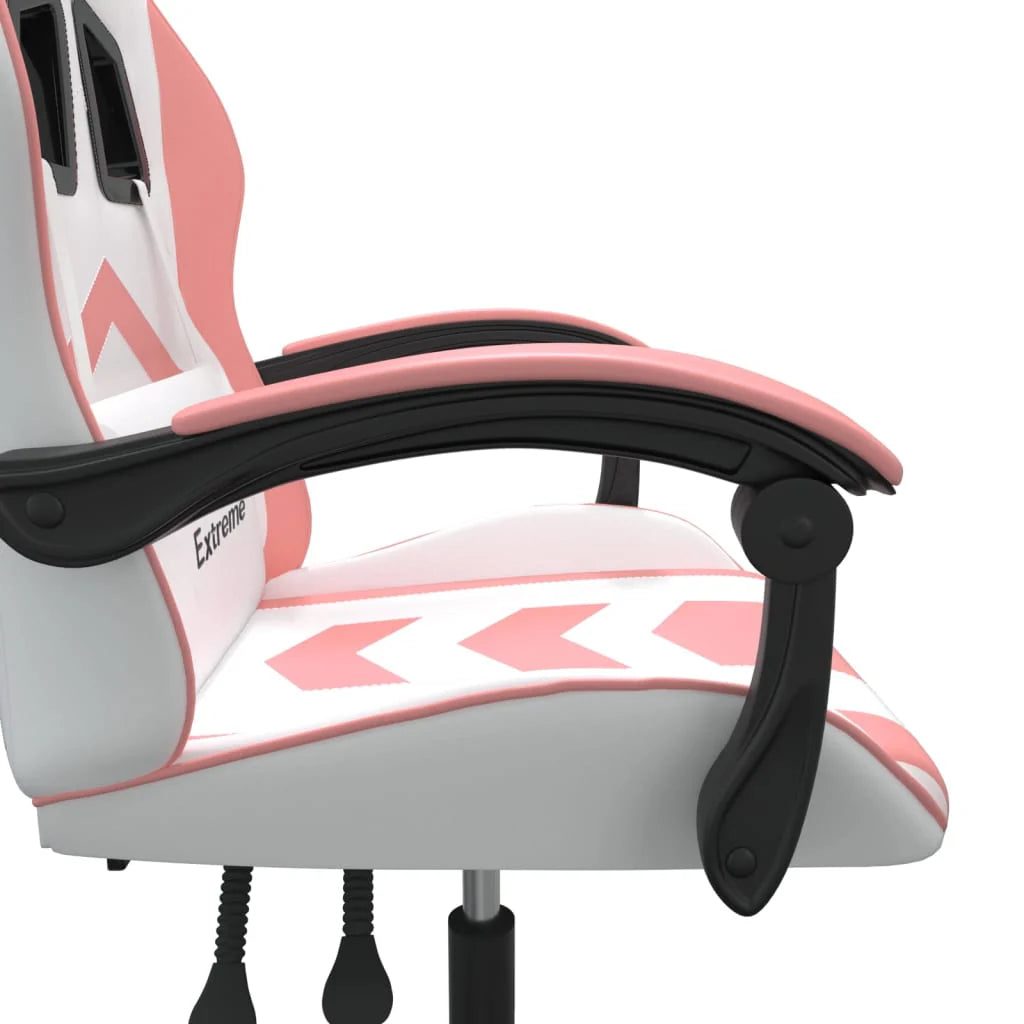 2025 Silla gaming cuero sintético blanco y rosa V1080